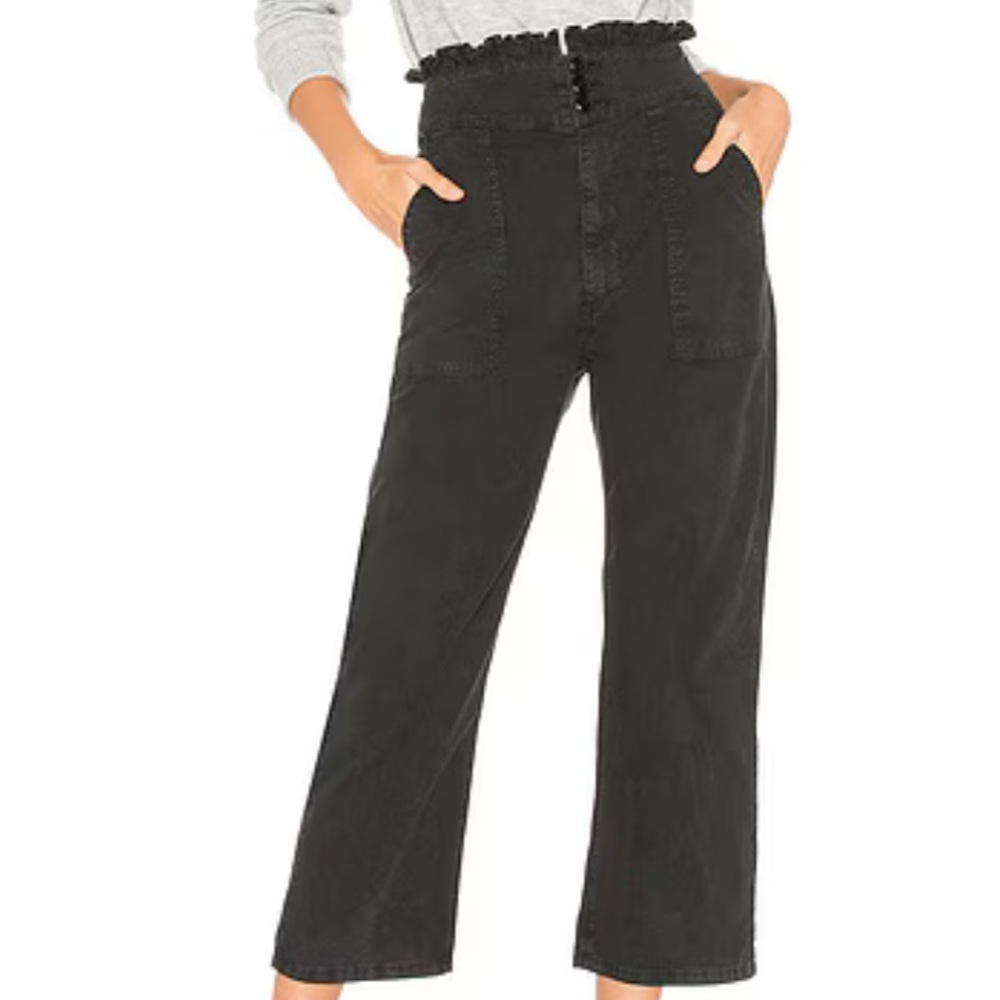 The Great. High Rise Ruffle Armies in Washed Black​
